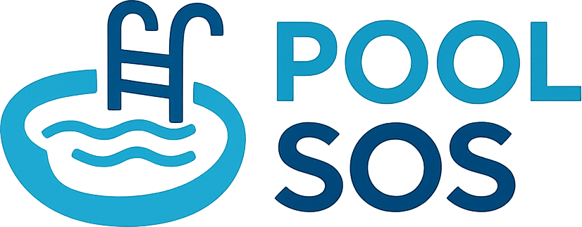 Blue glow image with a pool icon and POOL SOS text, symbolizing pool safety or emergency services.