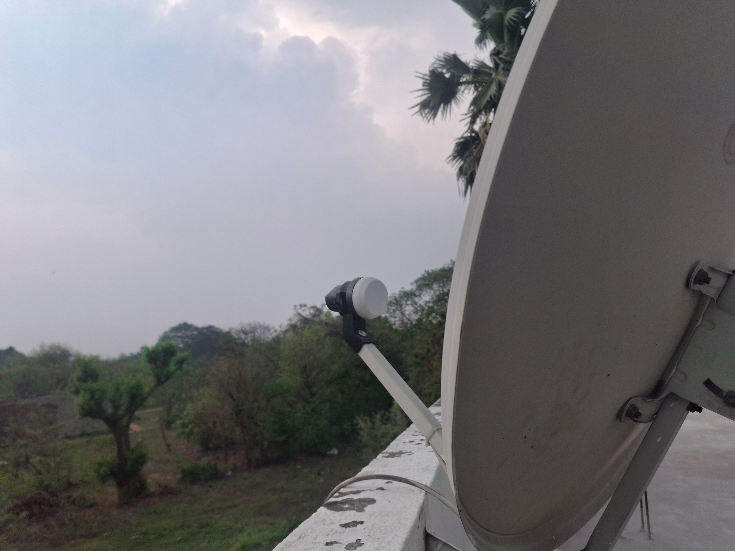 A DTH receiver and dish receive satellite signals, decoding digital TV broadcasts for high-quality, direct-to-home viewing without cables.