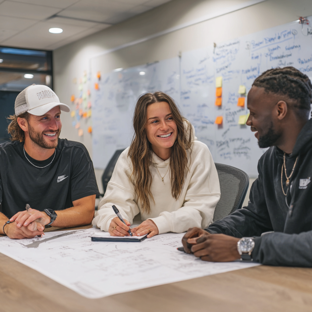 Sprinter meeting with marketing rep and NIL agent