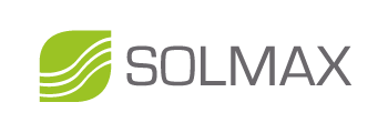 Logo of SOLMAX featuring a green leaf-like symbol next to the brand name in gray text.