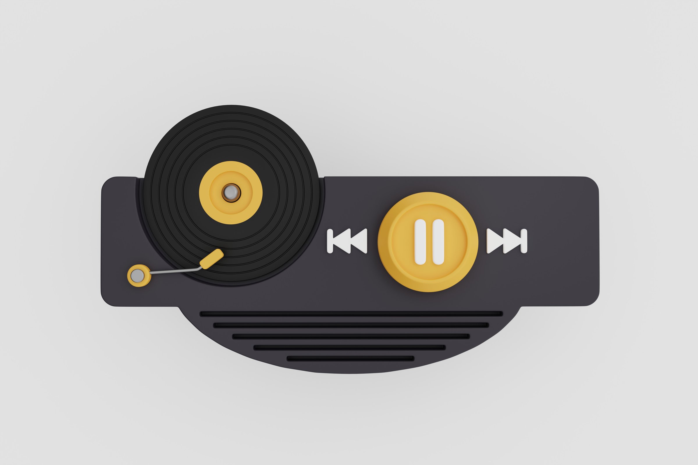 A modern digital interface with a touch of the vinyl era. Suitable for projects related to music, podcasts, radio, DJing, media, and streaming.