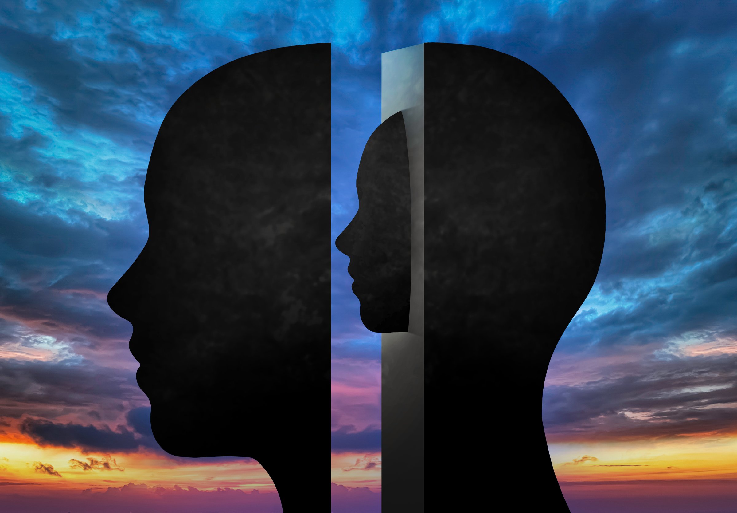 Human head looking inward