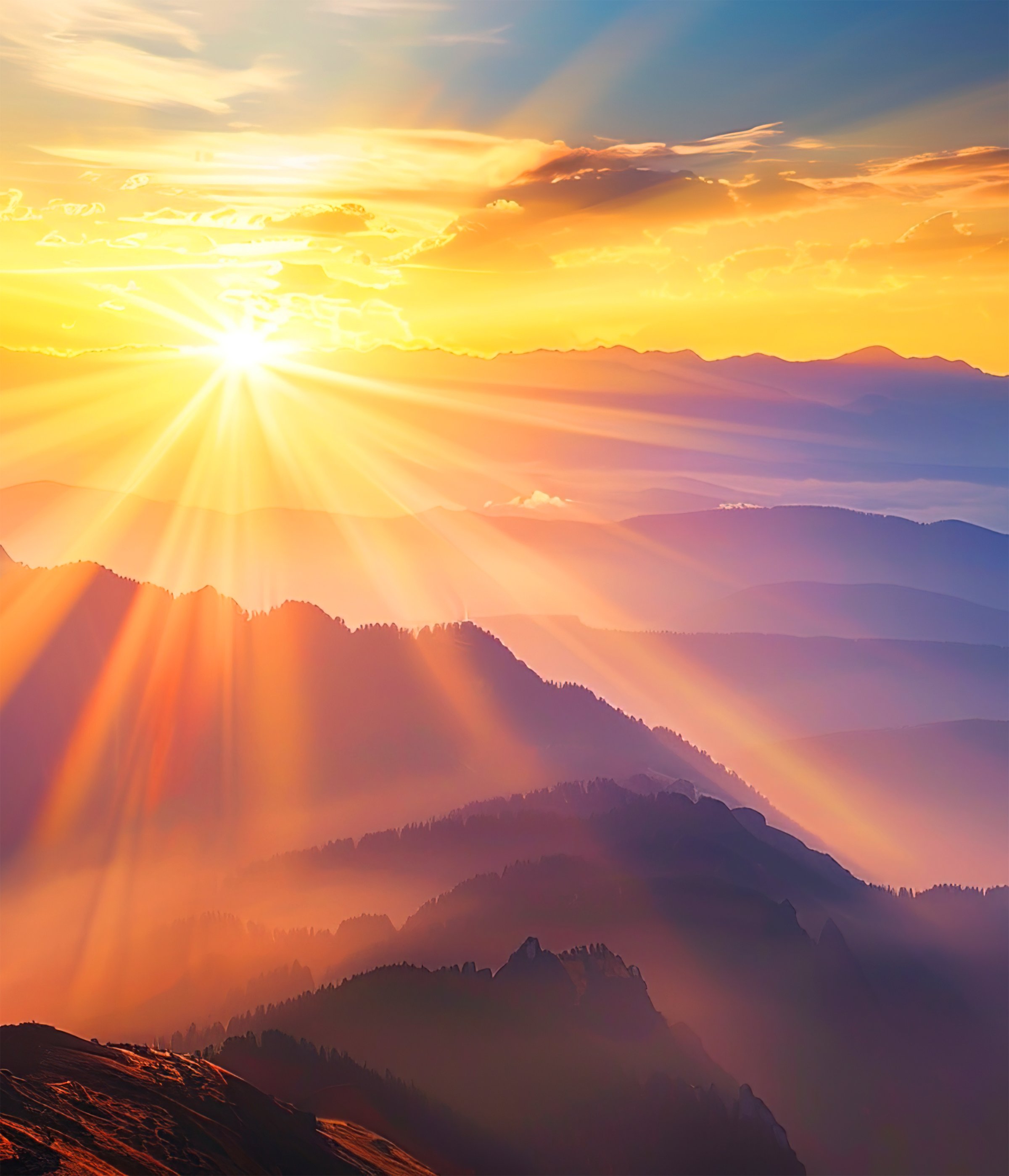 Beautiful sunrise scenery, Mountain sunset, beautiful sunrise and sunset scenery