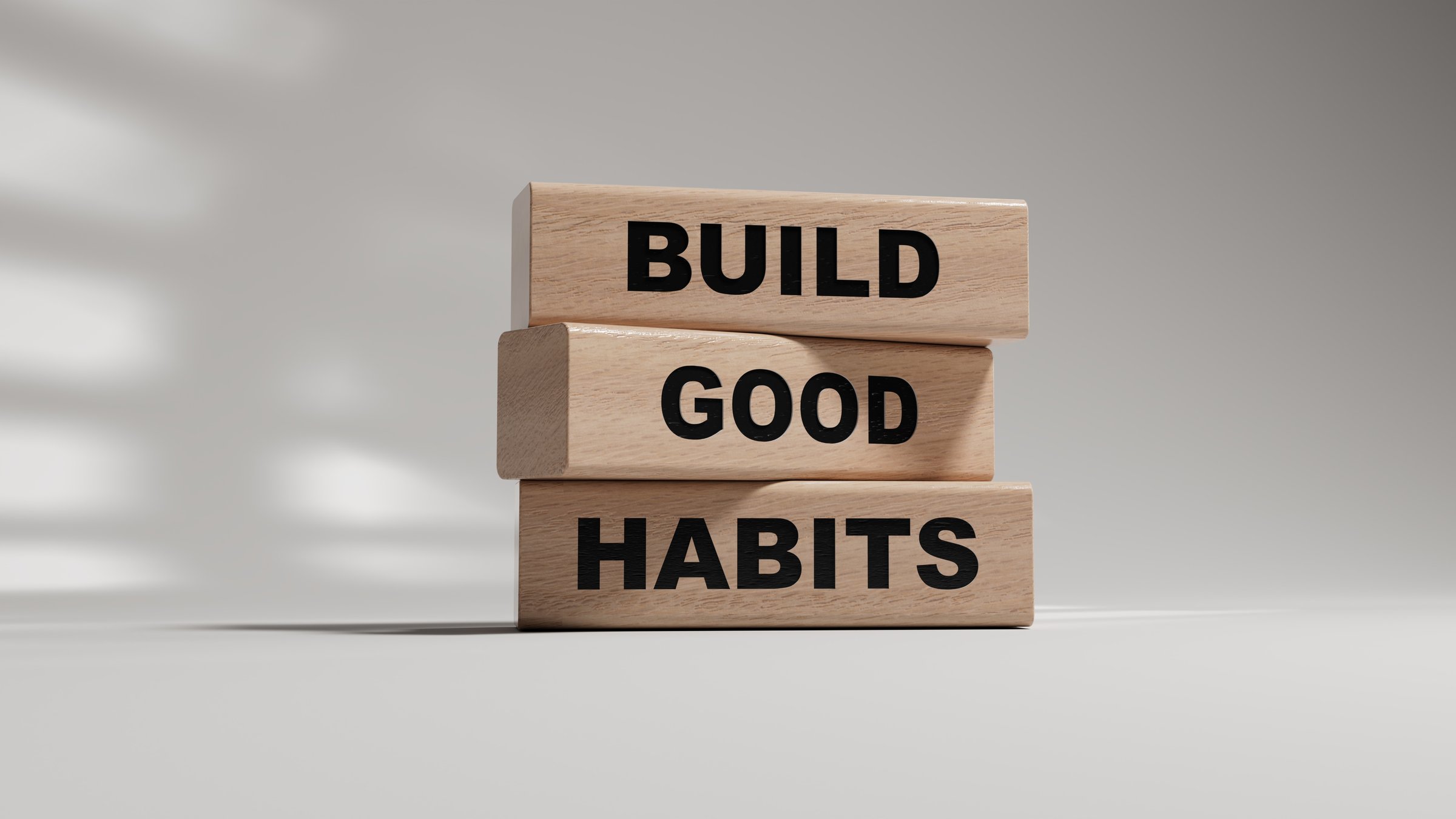 Build good habits symbol. wooden blocks with words Build good habits