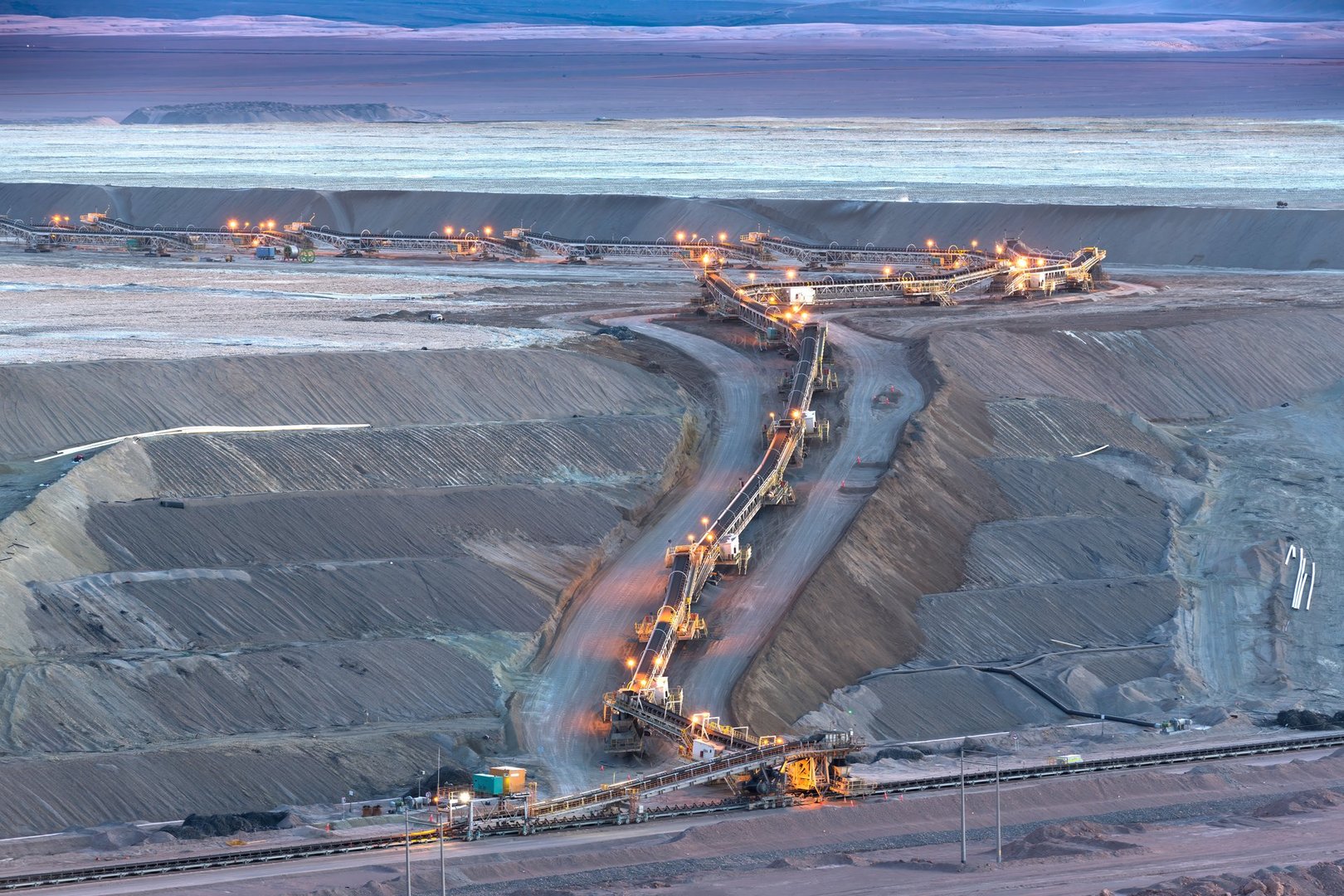 Portable Conveyor Belt Machinery At A Copper Mine In Chile