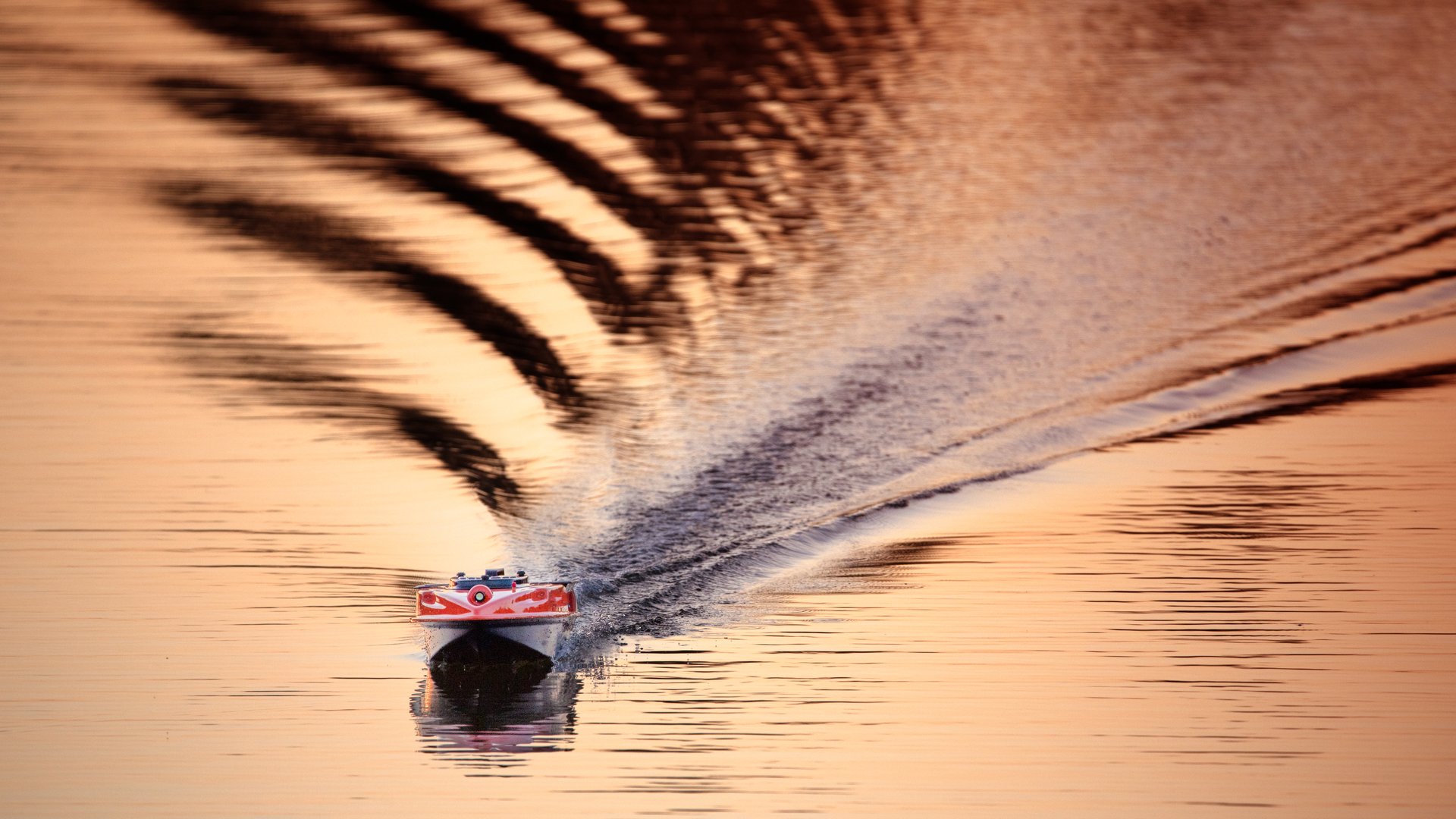 Small radio-controlled boat for fishing. The drone can detect fish with the help of an echo sounder, and deliver fishing tackle to the place of accumulation of fish.