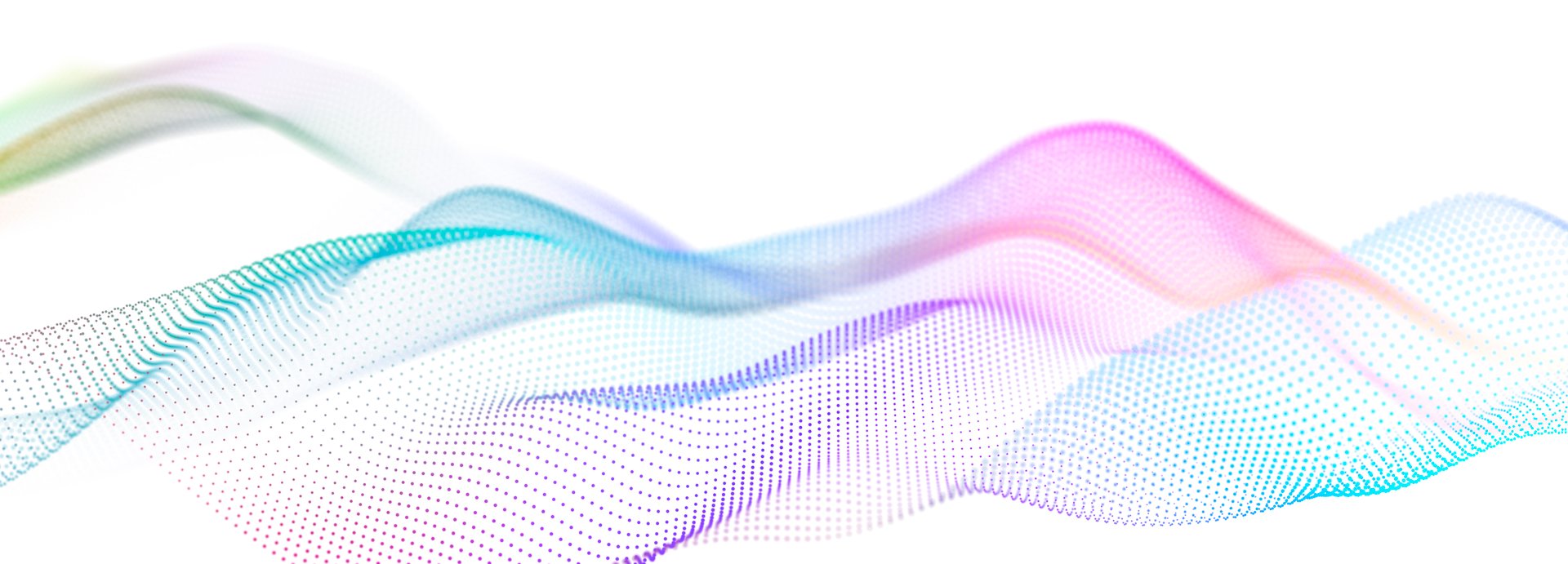 Colorful wave of streaming particles on a white background. Abstract background with dynamic elements of waves. 3d