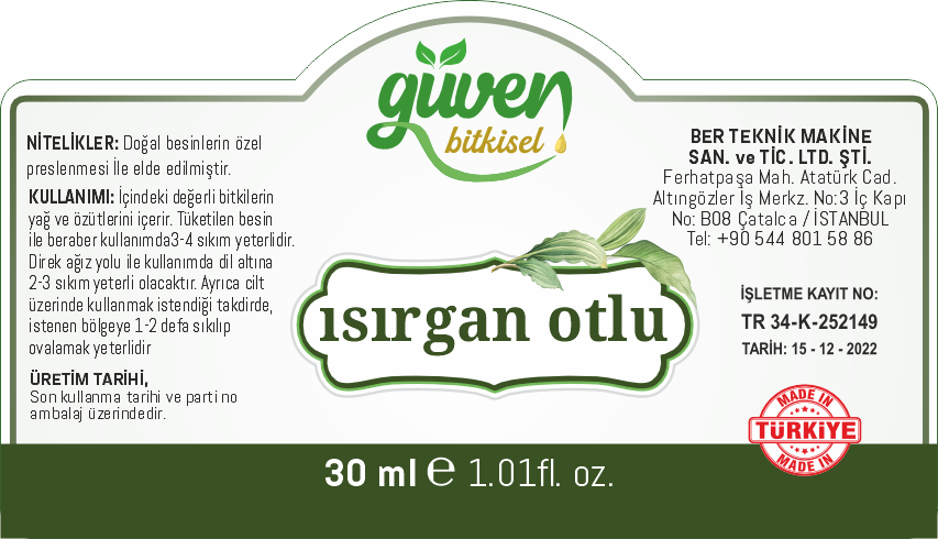 ISIRGAN OTLU Etiket