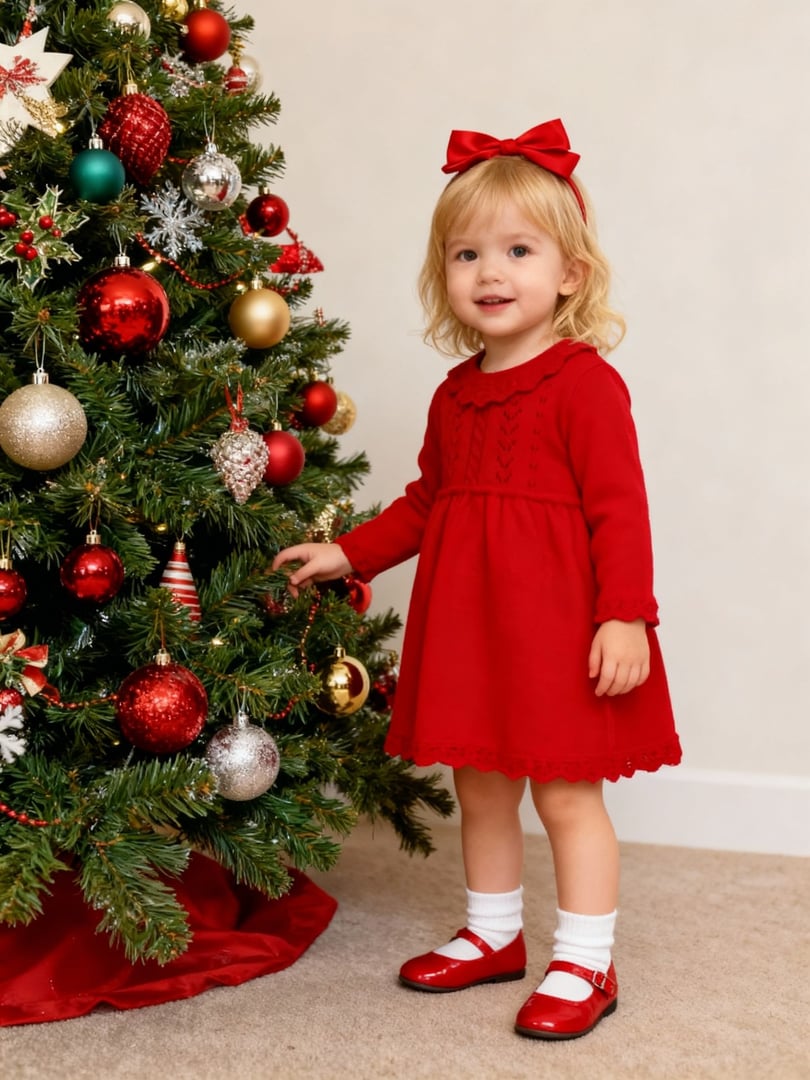 Vestido rojo tejido navideño
