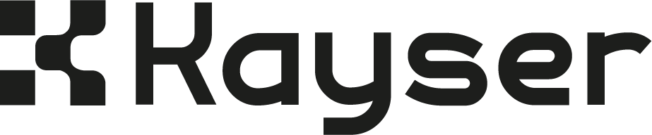 Stylized logo with the word Kayser and a geometric design element on the left.