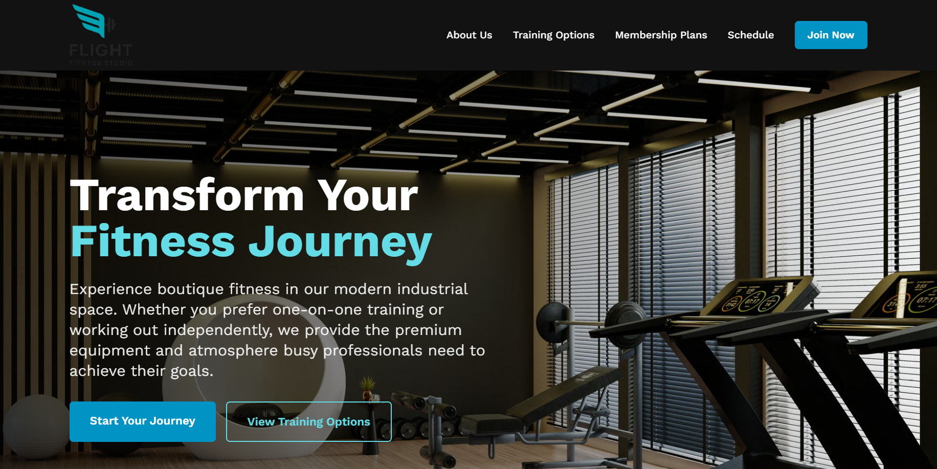 Fitness studio website design example