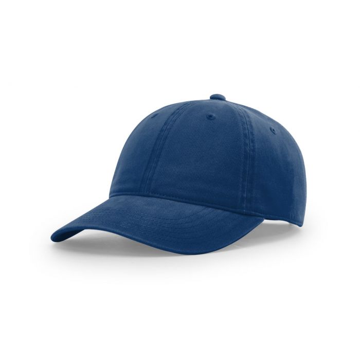 Close-up of blank blue baseball cap against white background. Photo taken January 18th, 2025, Zurich, Switzerland.