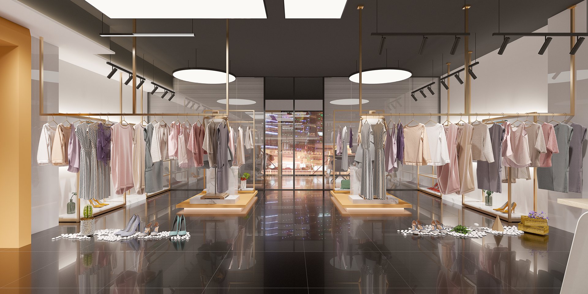 3D render of fashion retail shop interior