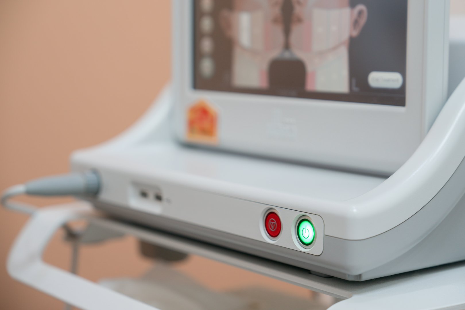 Aesthetic clinic, electric device.Ultrasound therapy treatment for skin tightening.