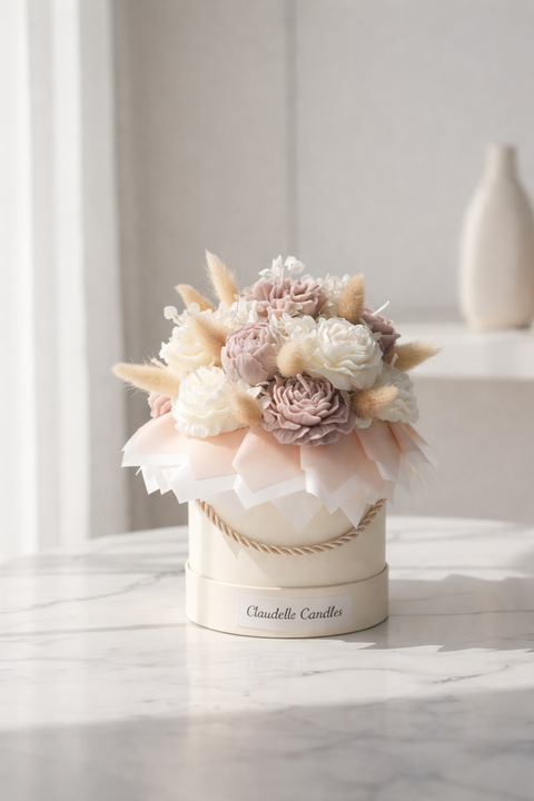 Elegancki flowerbox z dekoracyjnymi świecami