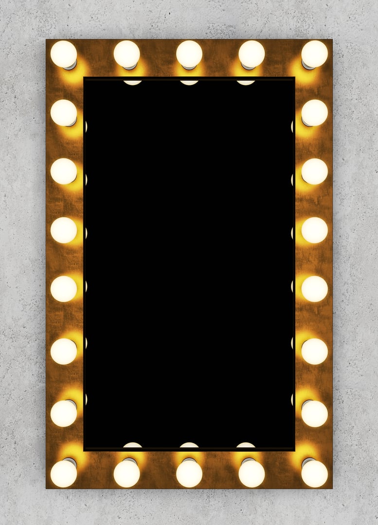 Golden retro makeup mirror