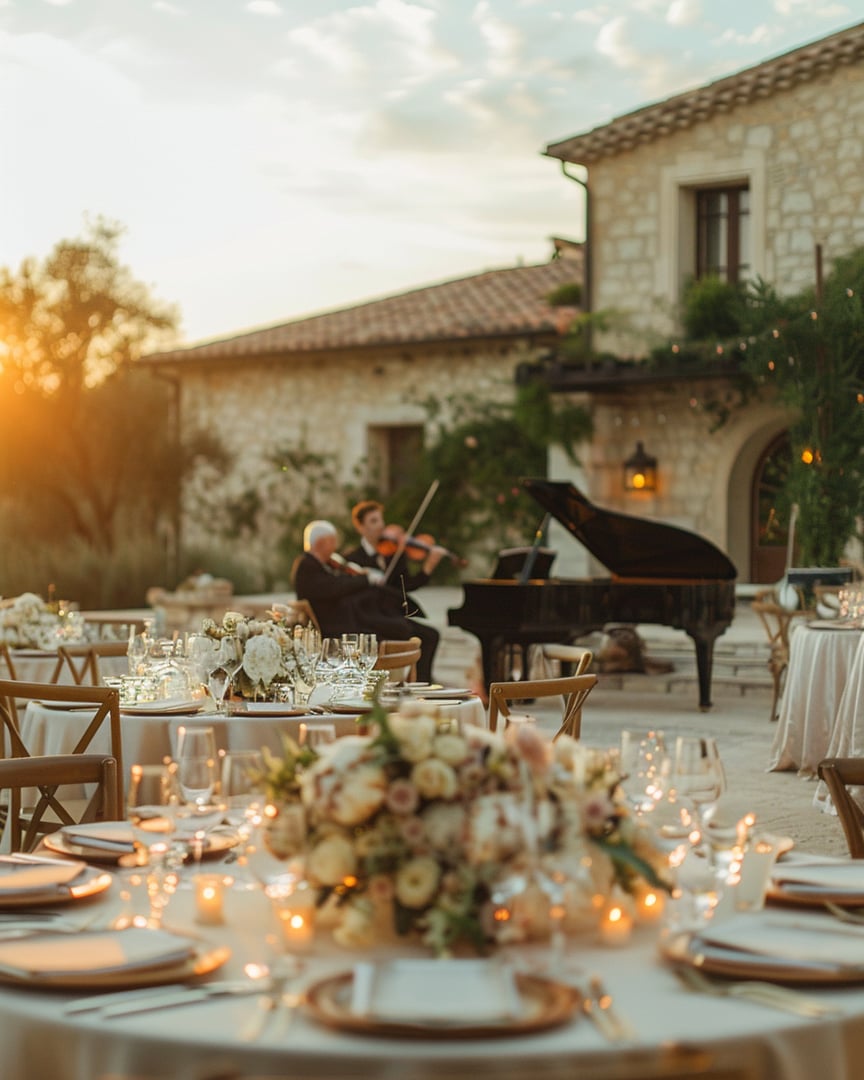 An intimate private celebration dinner on an elegant table