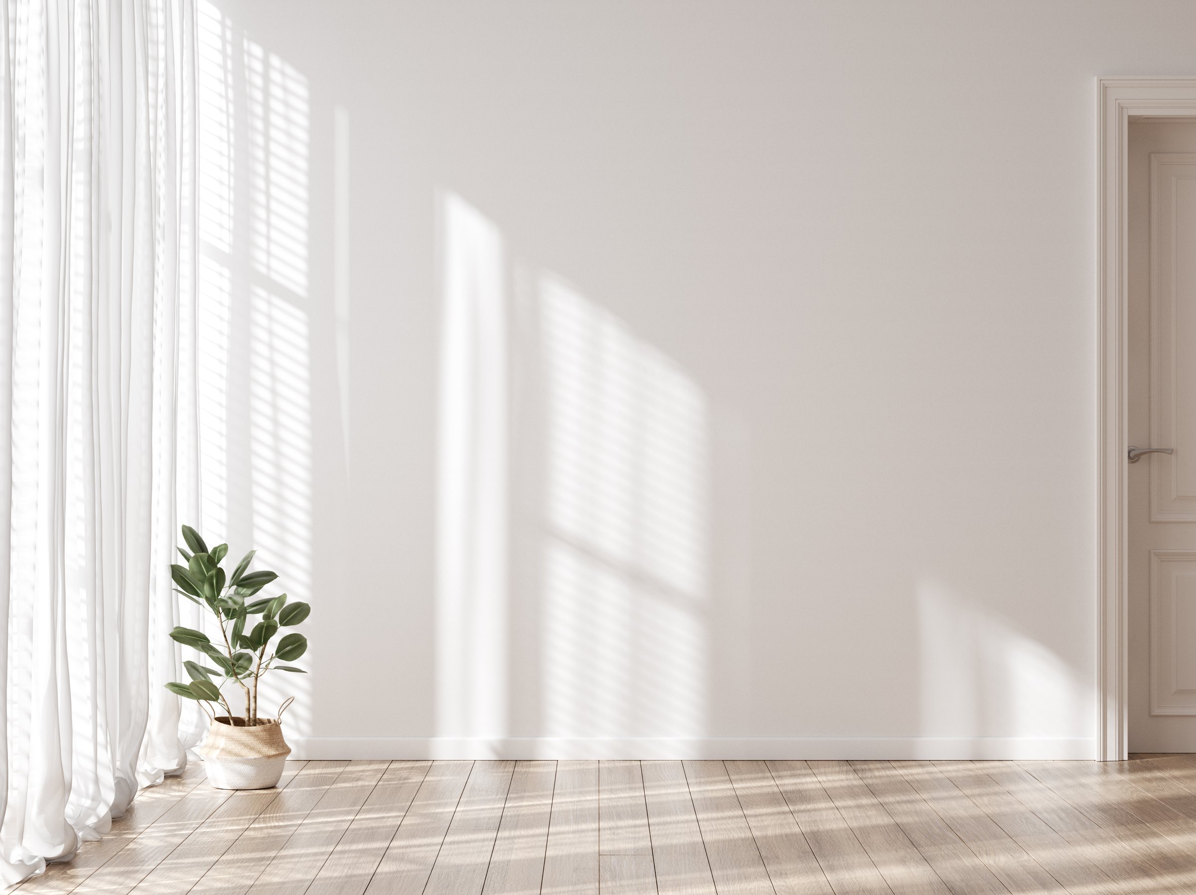 Contemporary empty home interior wall mock-up, 3d render