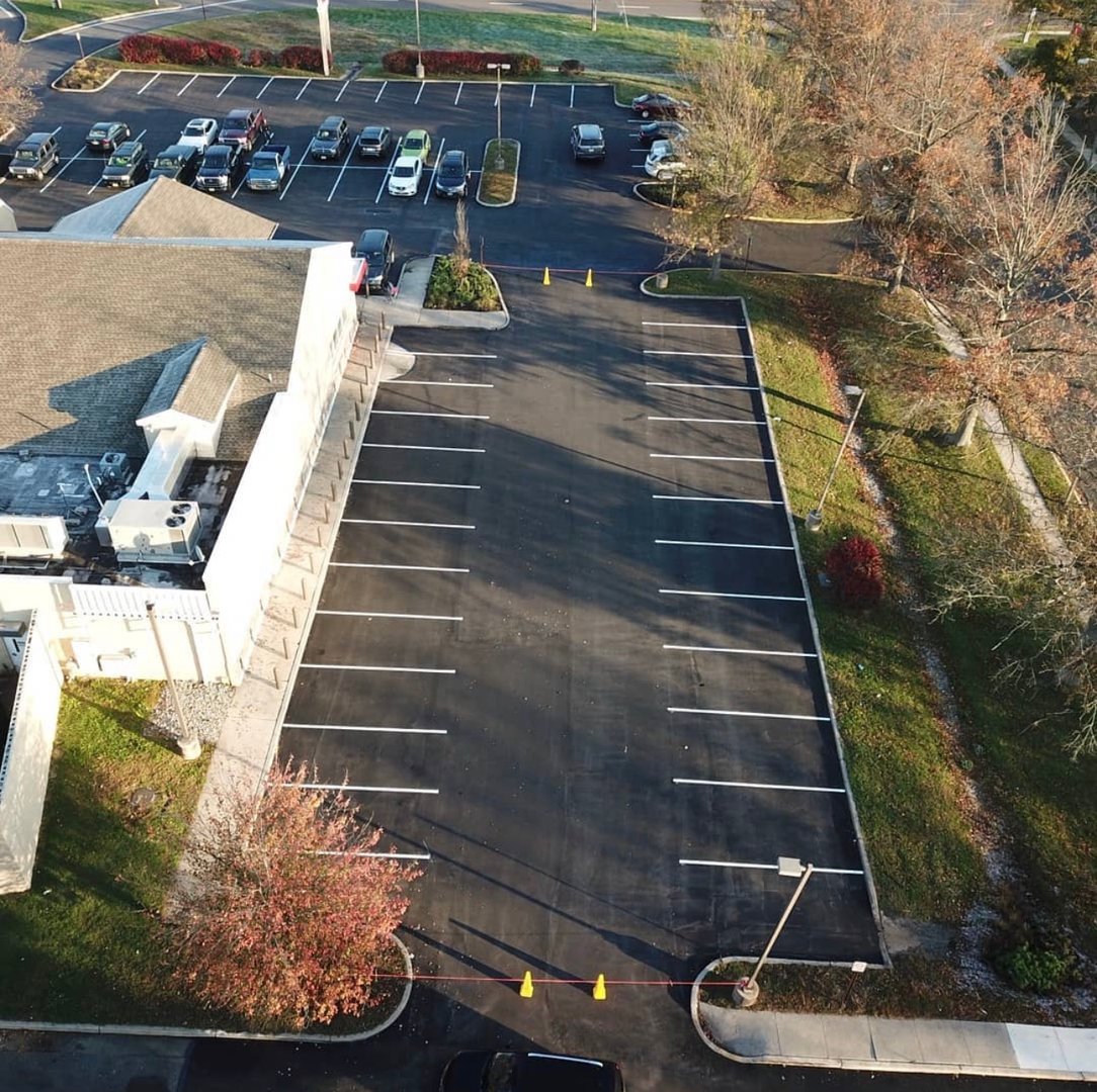 Parking lot with fresh striping