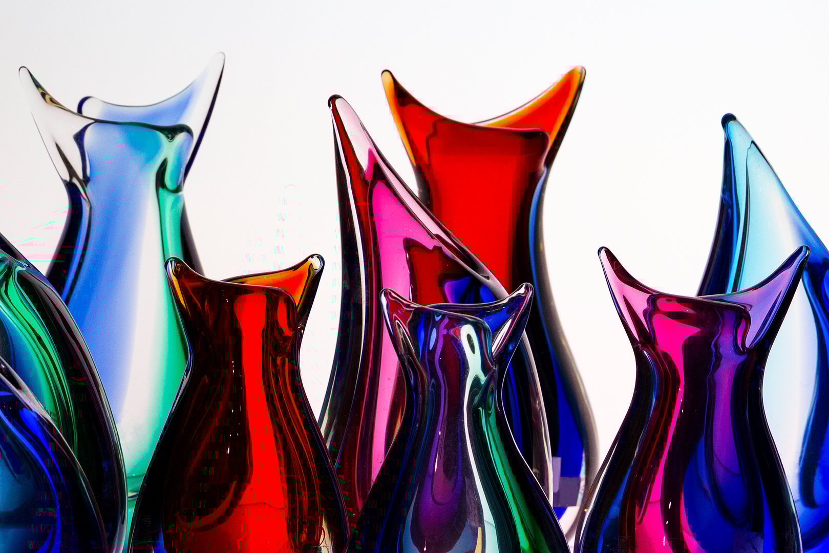 beautiful colorful murano glass handmade in venice, italy on the white background