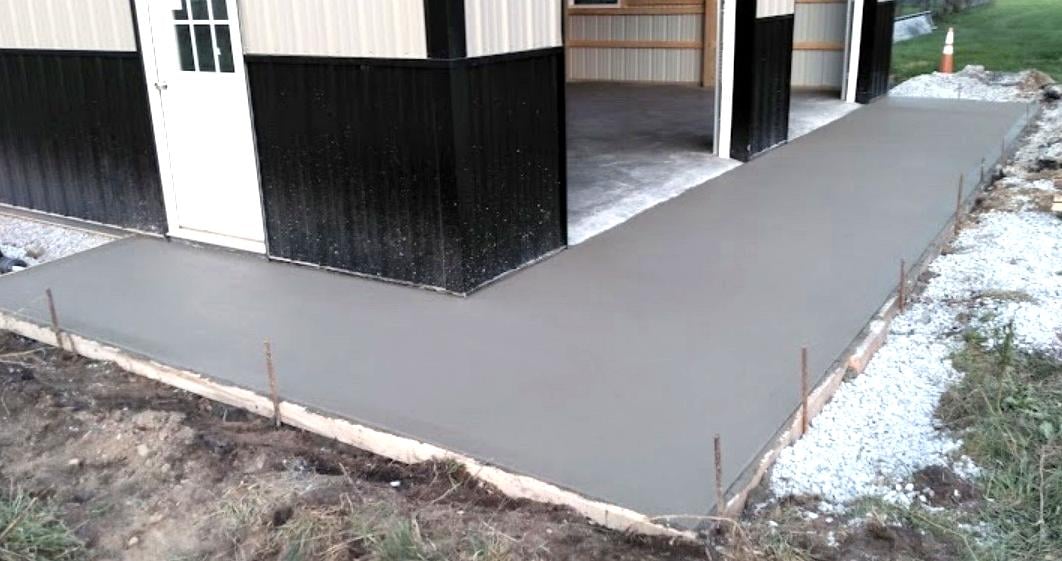 Custom concrete garage and apron