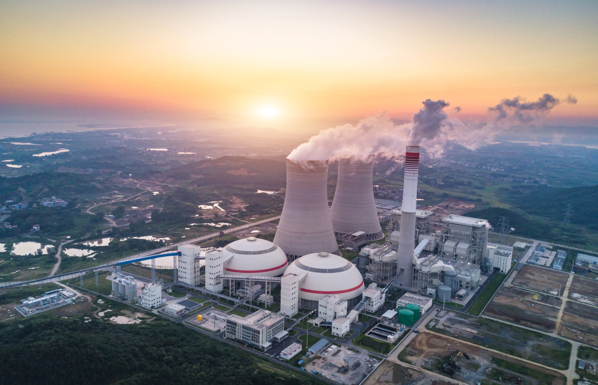 Aerial photography of thermal power generation scene