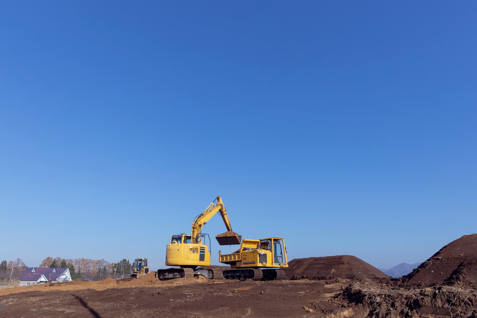 Excavator car at construction site.