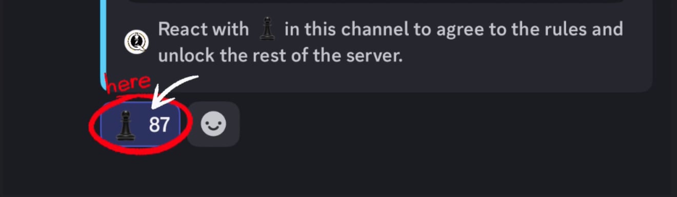 React to the chess piece emoji to agree to rules