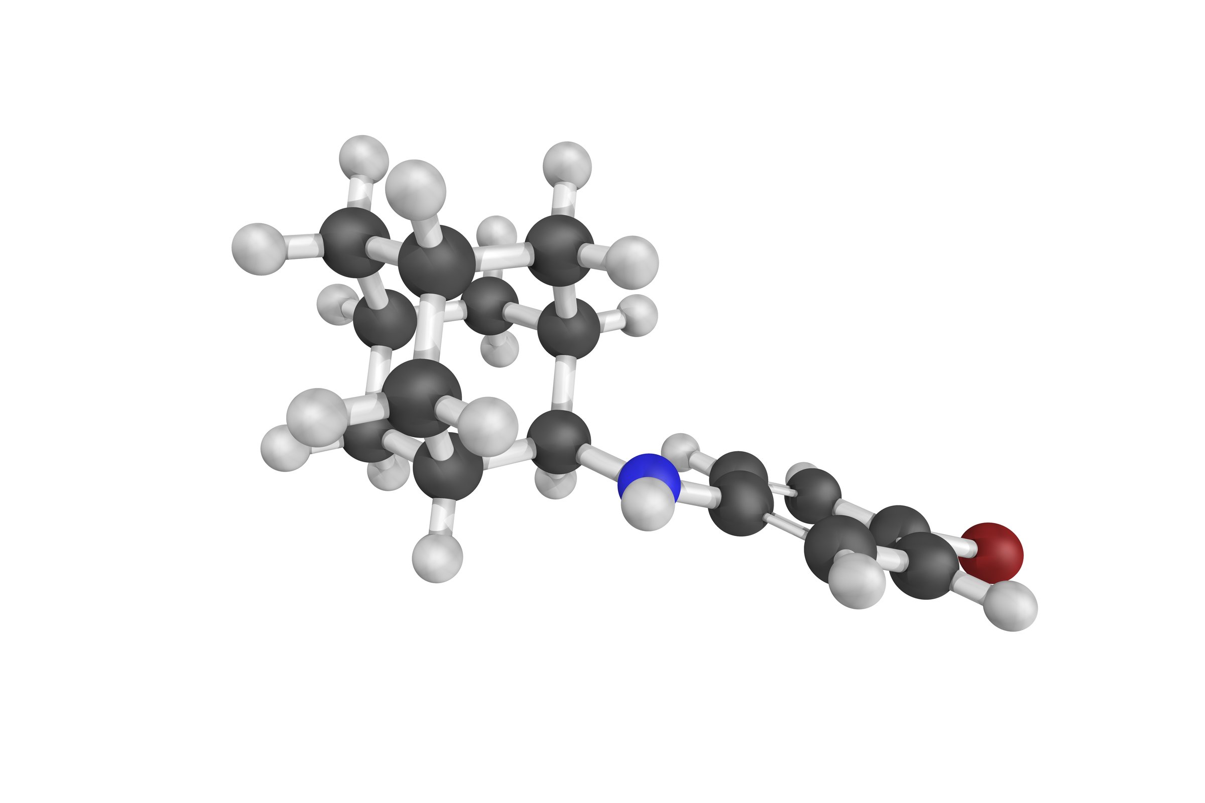3d structure of Bromantane, an atypical psychostimulant and anxiolytic drug of the adamantane family that is used in Russia in the treatment of neurasthenia.