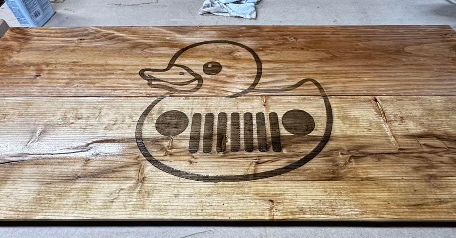 Custom duck engraved table