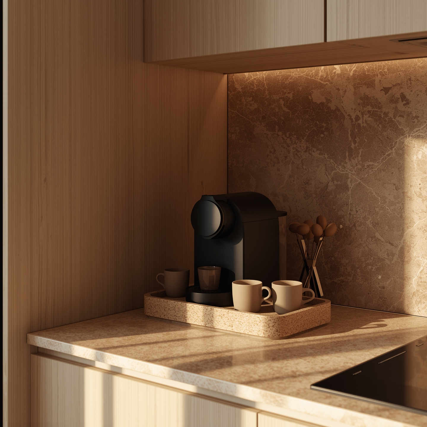 Kapselmaskin på kaffestasjon for rask og enkel kaffe