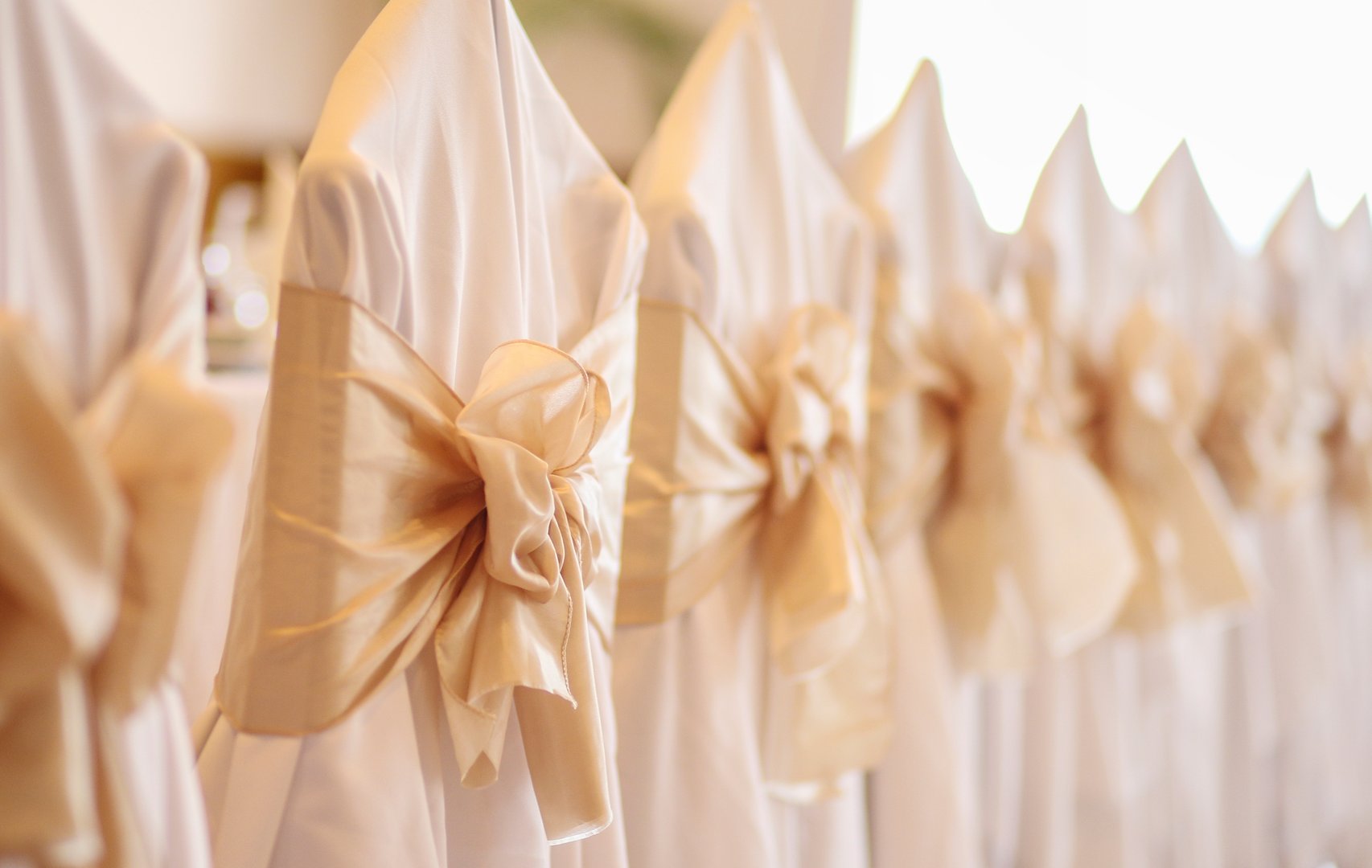 Bows on chair in weeding reception