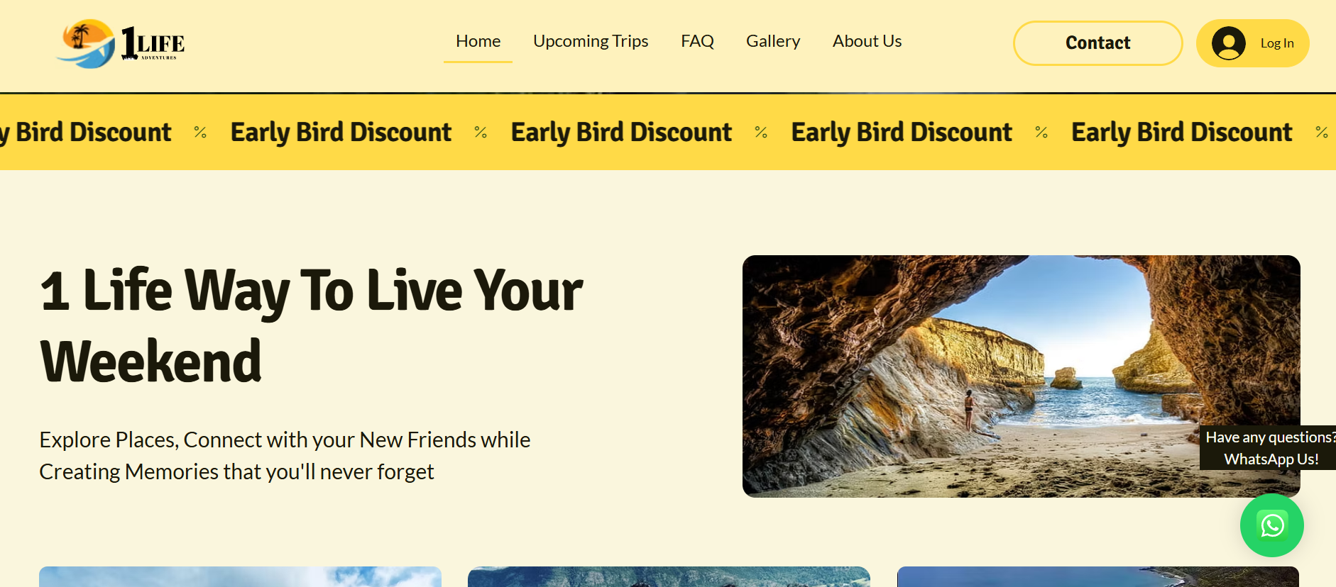 1Life Adventures website screenshot showing travel adventure packages