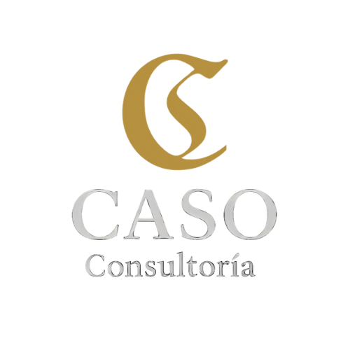 Logo of CASO Consultoría with stylized golden C above the company name in grey text.