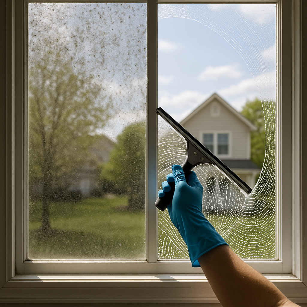 Window cleaning before and after