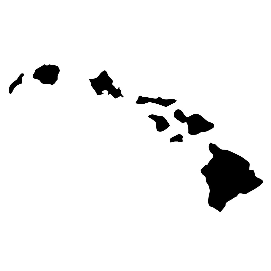 a black silhouette map of Hawaii state border frame isolated