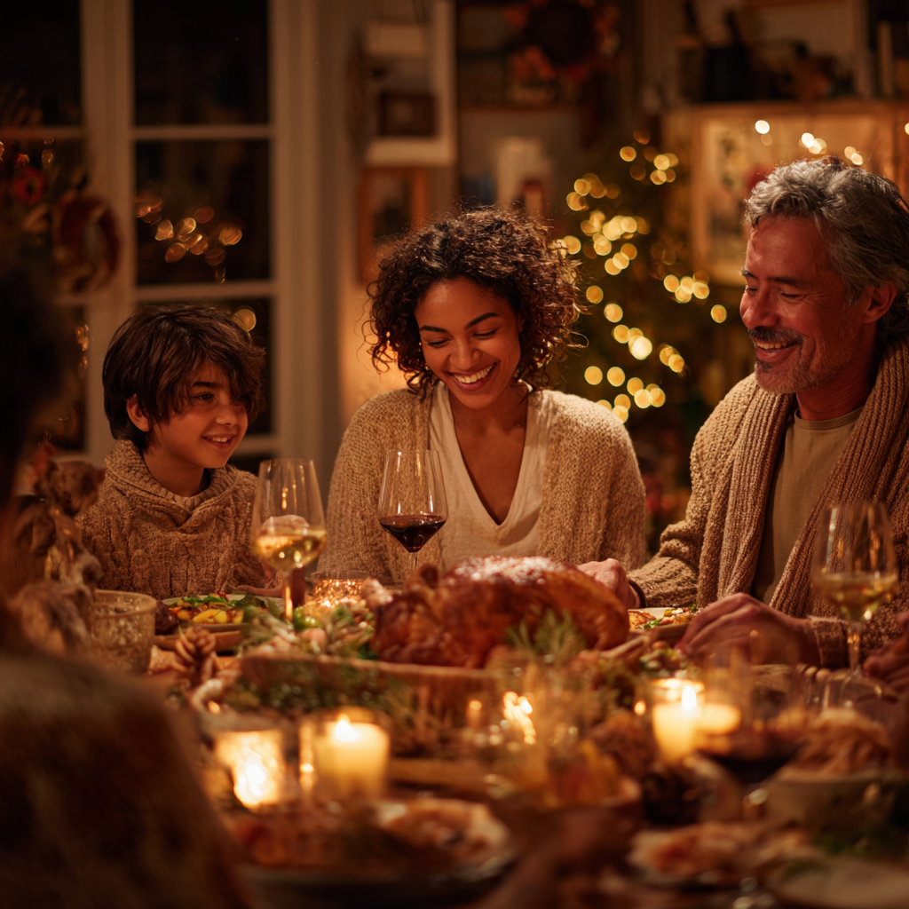 Family dinner celebration at Christmas