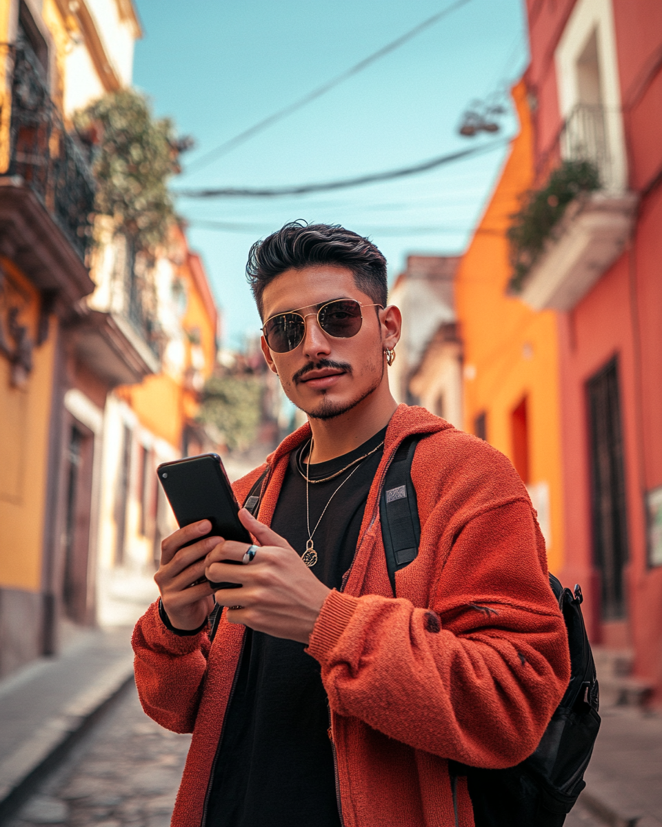 A man wearing glasses, a navy blazer, and a checkered shirt stands against a white background, smiling with hands clasped.