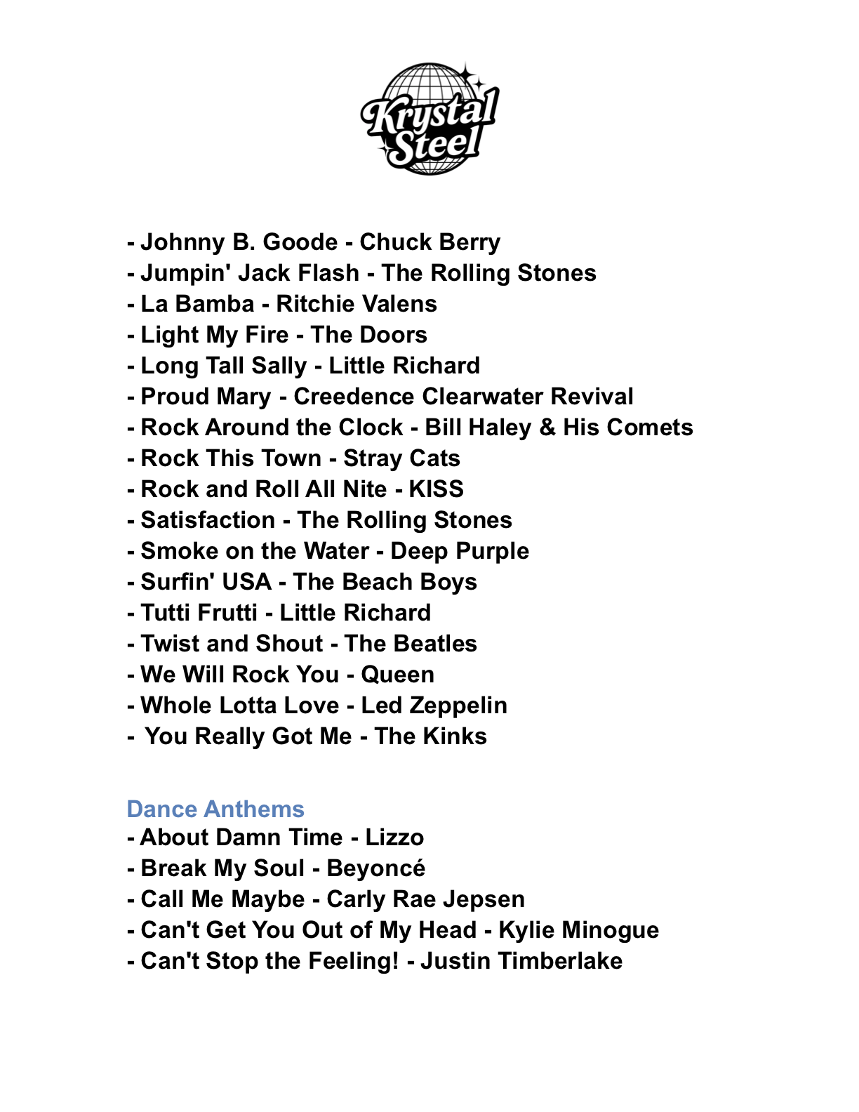 Set list page 2