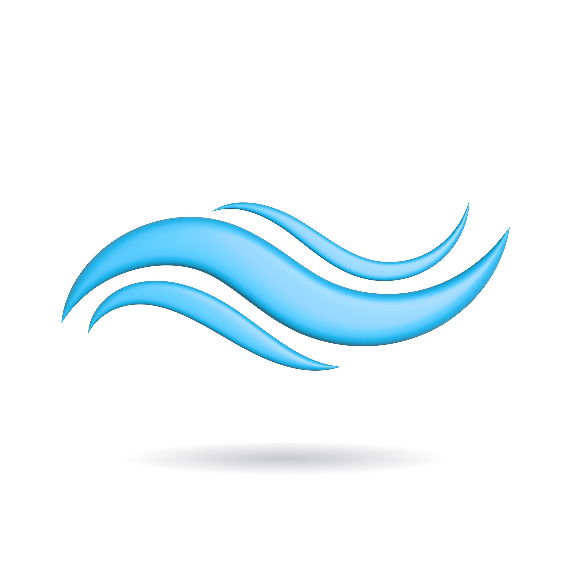 Elegant blue wave design element on white. Modern aesthetic, conveying flow, movement, and purity. Suitable fors, icons, or abstract backgrounds.