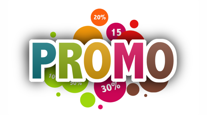 Colorful promo graphic with percentages in circles like 20%, 15%, 10%, and 30% against a vibrant background.