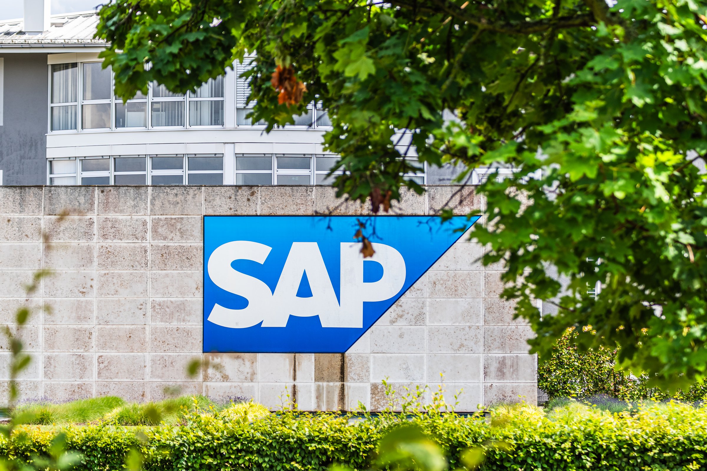 Walldorf, BW, Germany, 01.06.2025: Corporate SAP SE logo, global tech giant in digital transformation, software development, business management, innovative digital engineering.