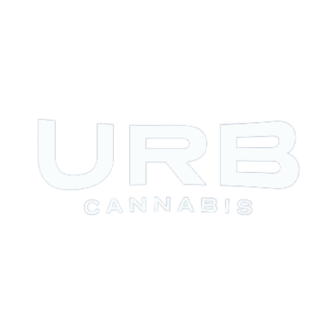 Logo of URB Cannabis with bold white lettering on a black background.