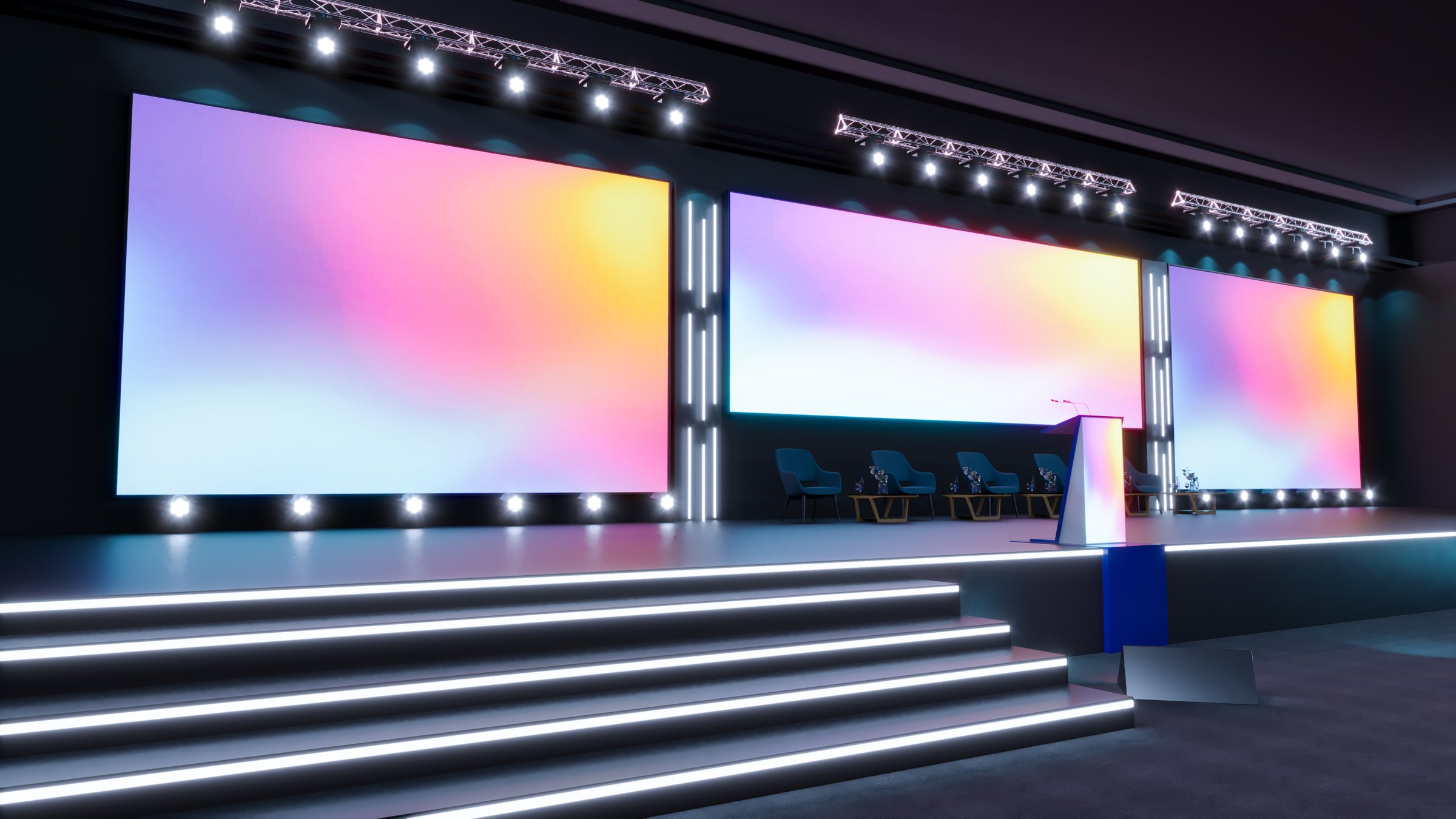 3D render of Empty stage Design for mockup and Corporate identity, Original designed stage