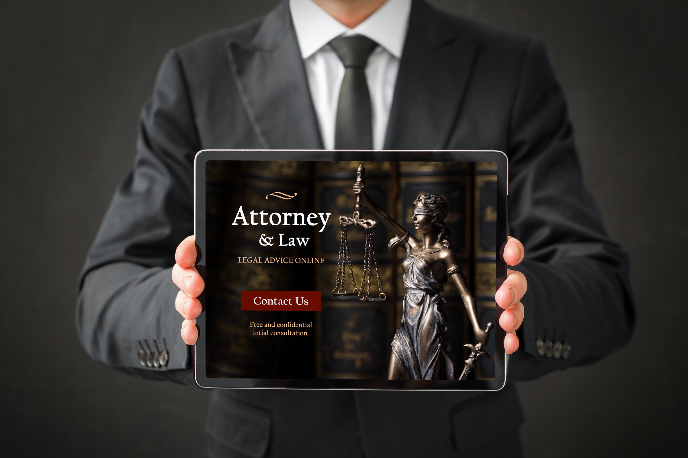 Law firm website on tablet
