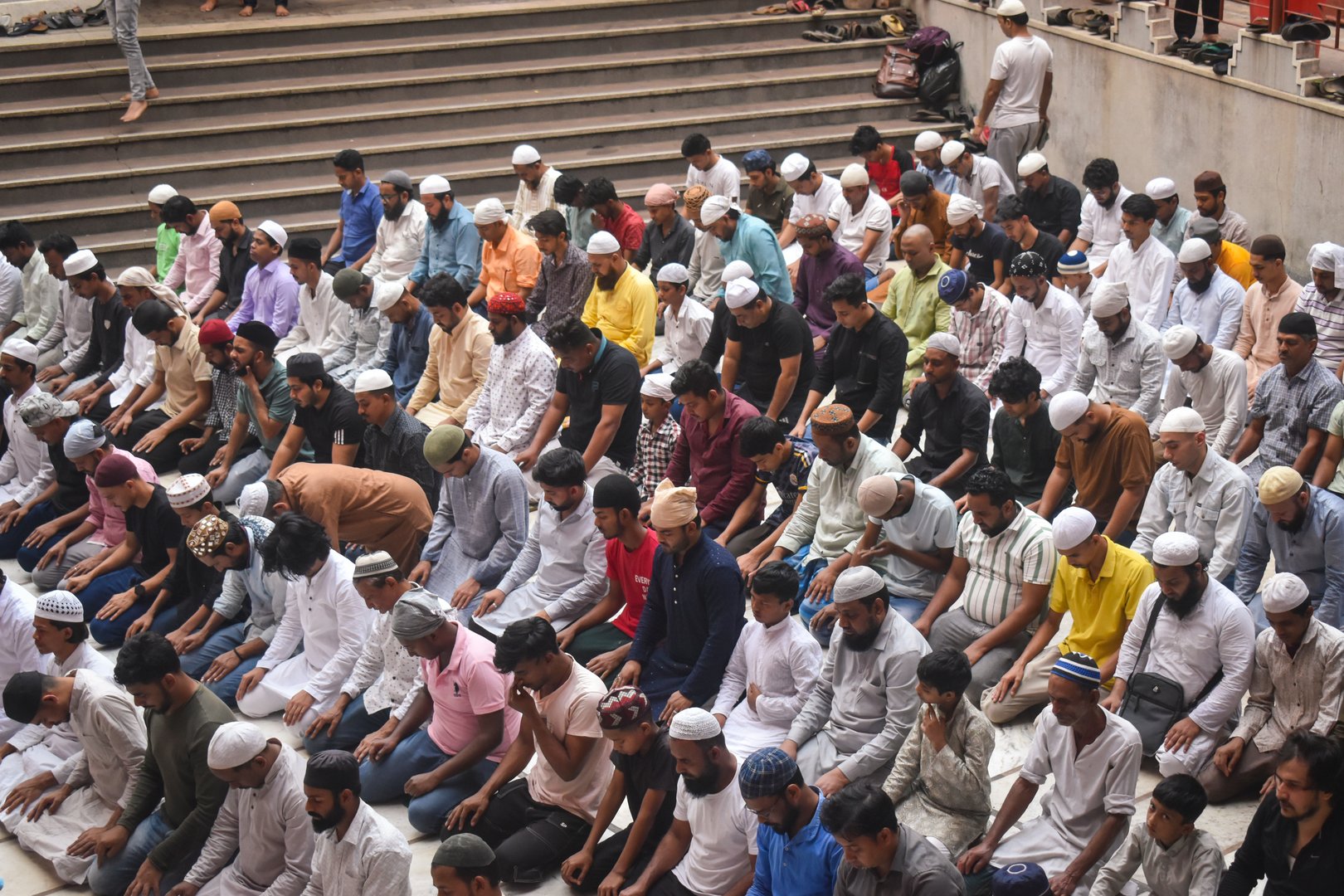 Muslims pray inside a mosque during the holy month of Ramadan in Kolkata, India, on March 2, 2025.