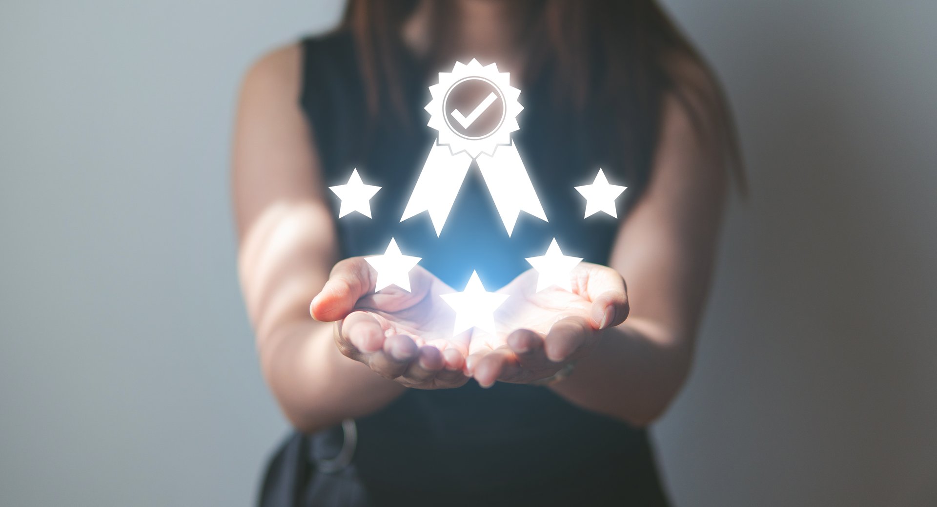 The best of quality concept with quality sign certificate and five star Icon, symbol represents the standard quality control. Businesses and companies, quality award.
