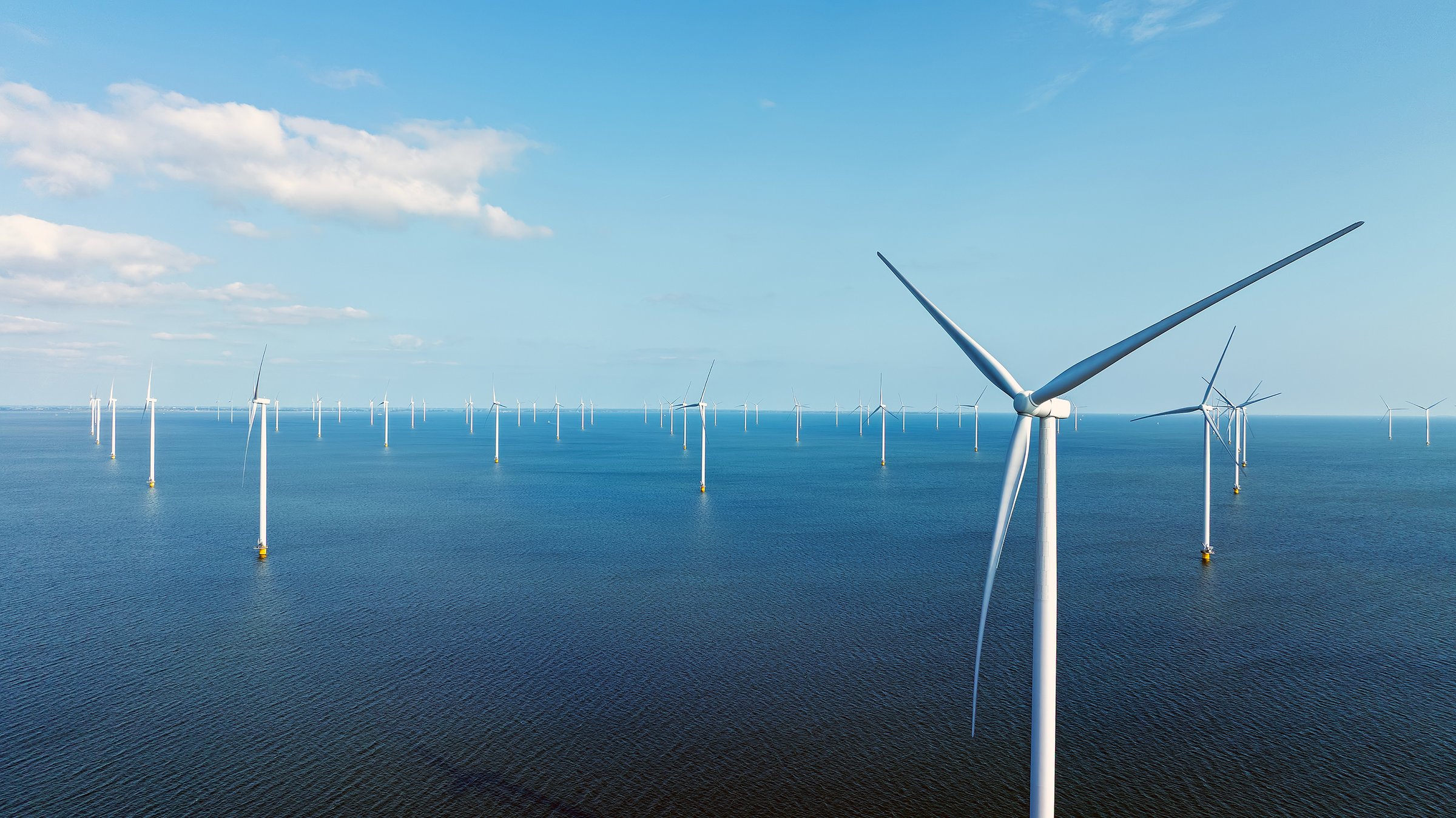 Aerial from wind turbines at the IJsselmeer in the Netherlands