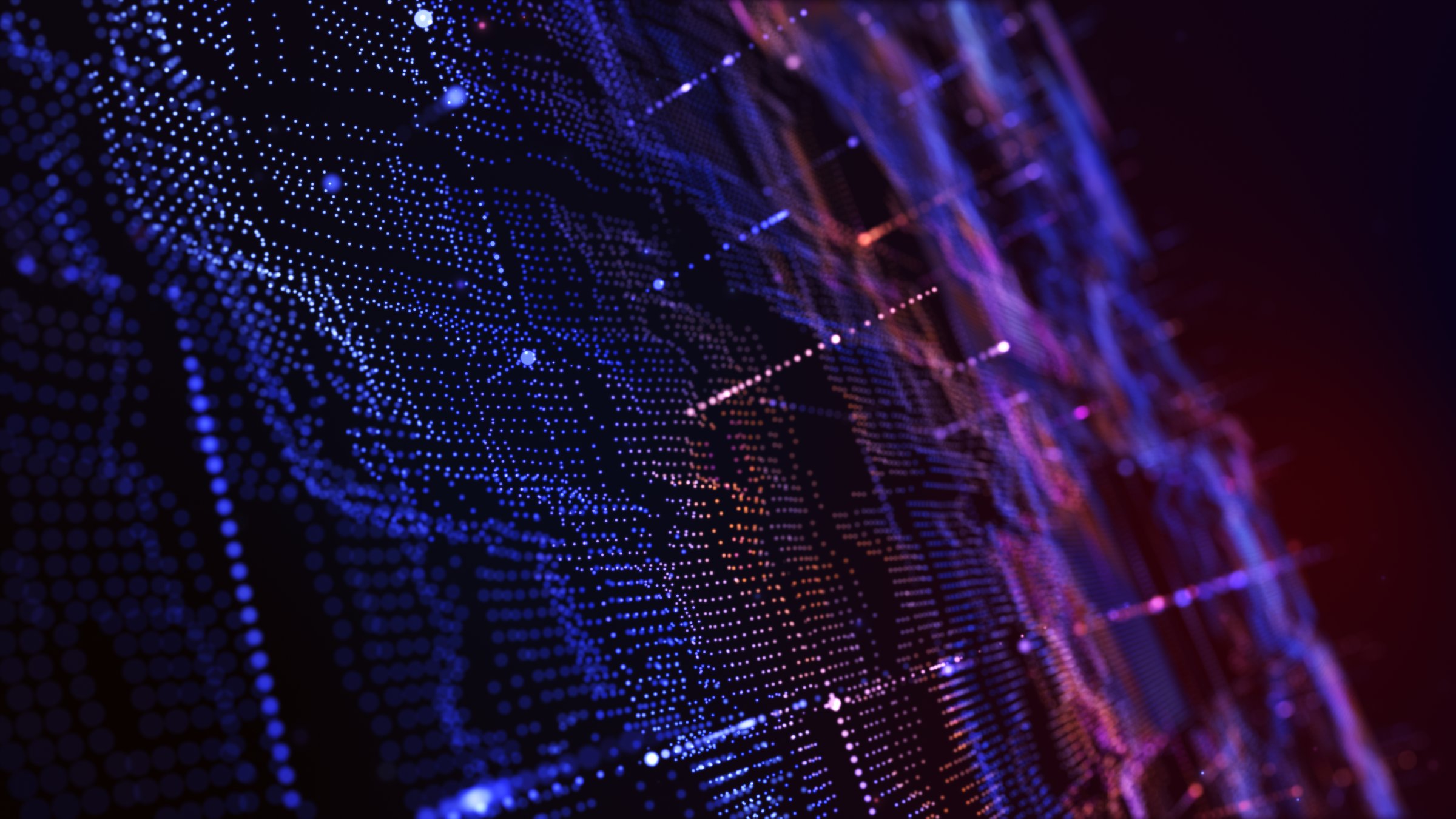 Blue violet technology background with a glowing panel digital data. Big data network server concept.