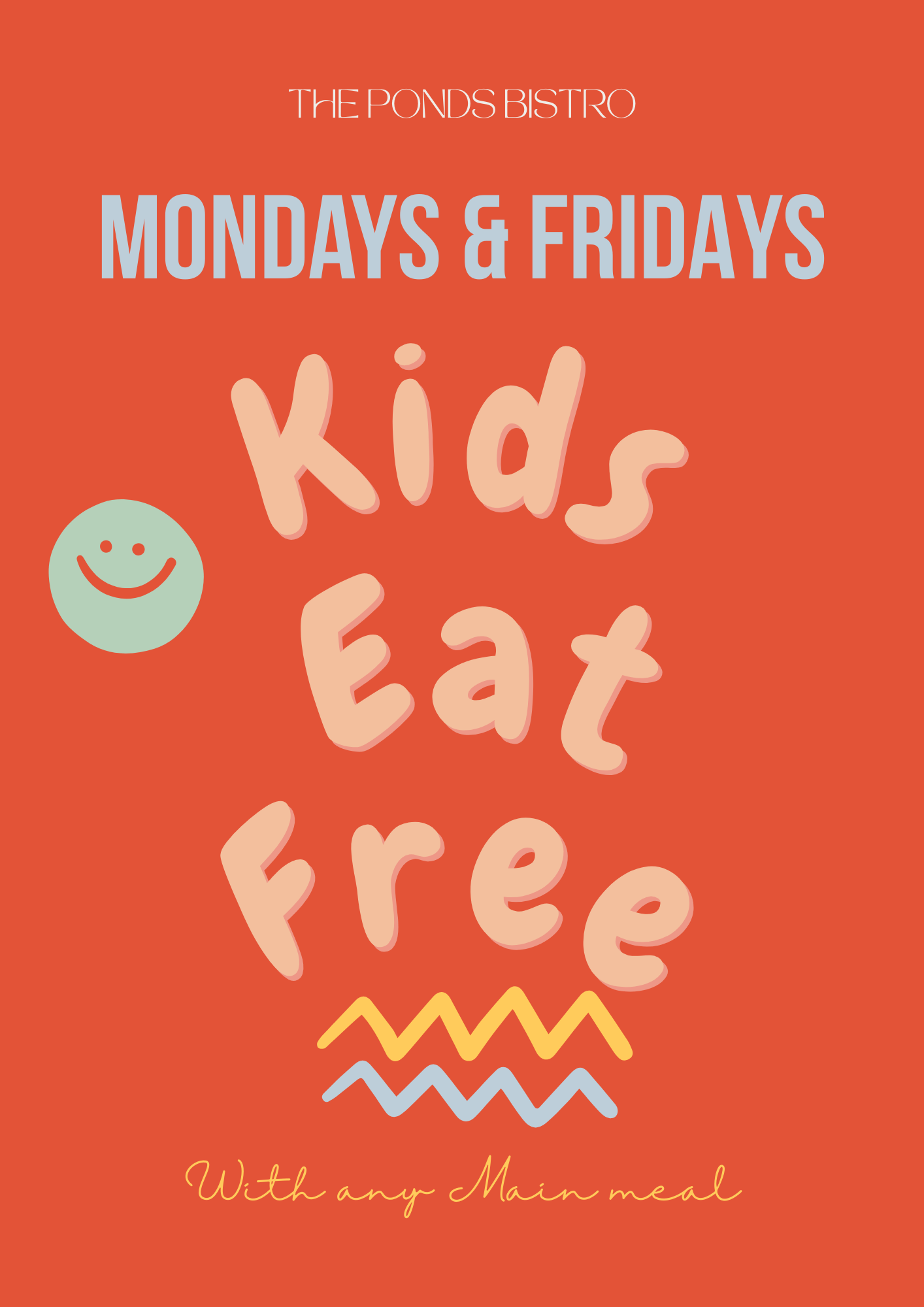 Kids Eat Free at The Ponds Bistro